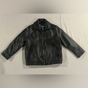 Cherokee Black Authentic Leather Bomber Jacket kids XS